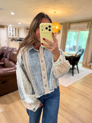 Florence Denim Patchwork Long Sleeve Top