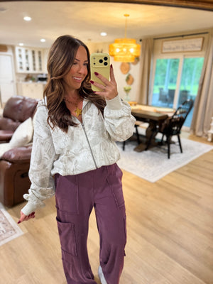 Gracie Gray Camo Zip Up Sweater