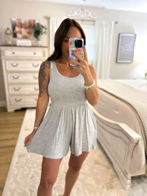 Just My Type Double Layer Romper - Gray