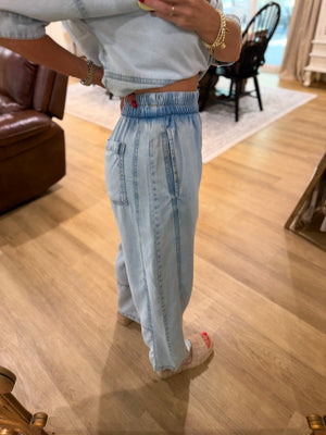 Jack Elastic Waist Washed Denim Pants