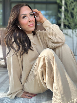 Delaney Mineral Washed Wide Leg Pant - Camel