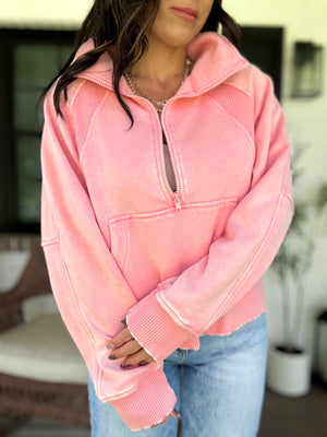 Remi Acid Washed Half Zip Fleece - TEN COLORS