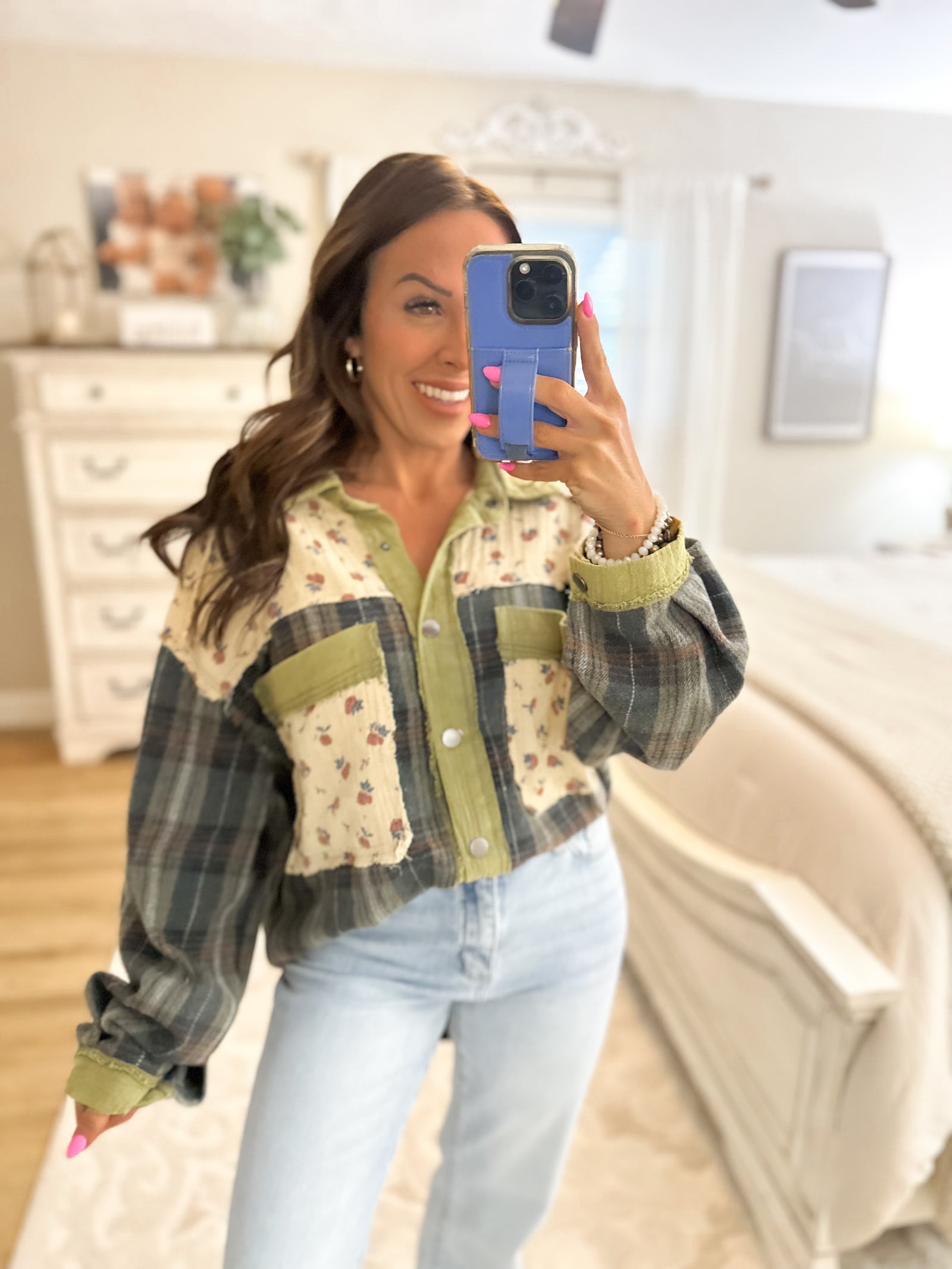 Linsey Vintage Patchwork Plaid Shirt Jacket