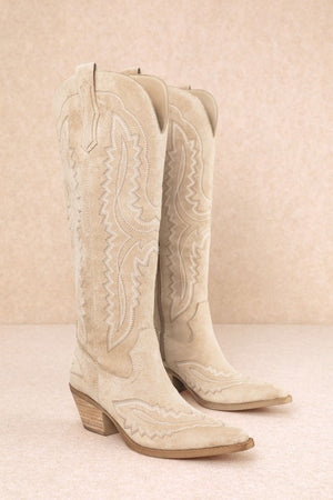 Tess Western Stitch Cowgirl Boot - Beige