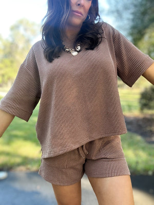 DOORBUSTER - Ali Ribbed Tee - Brown