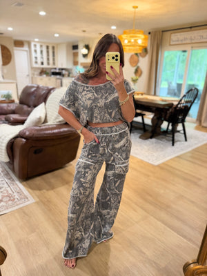 Addyson Mineral Washed Camo Off Shoulder Top