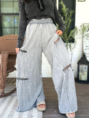Ella Lace Trim Flowy Pants