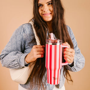 40 oz Lifestyle Flip Straw Tumbler-Peppermint Stripes