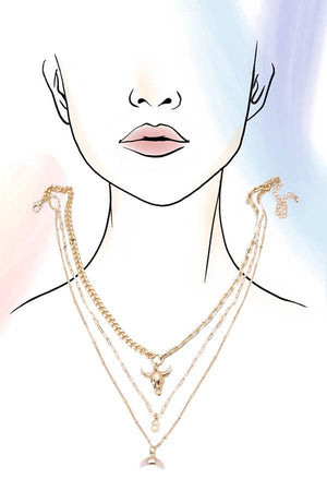 Bull Horn Multi Layered Neckalce