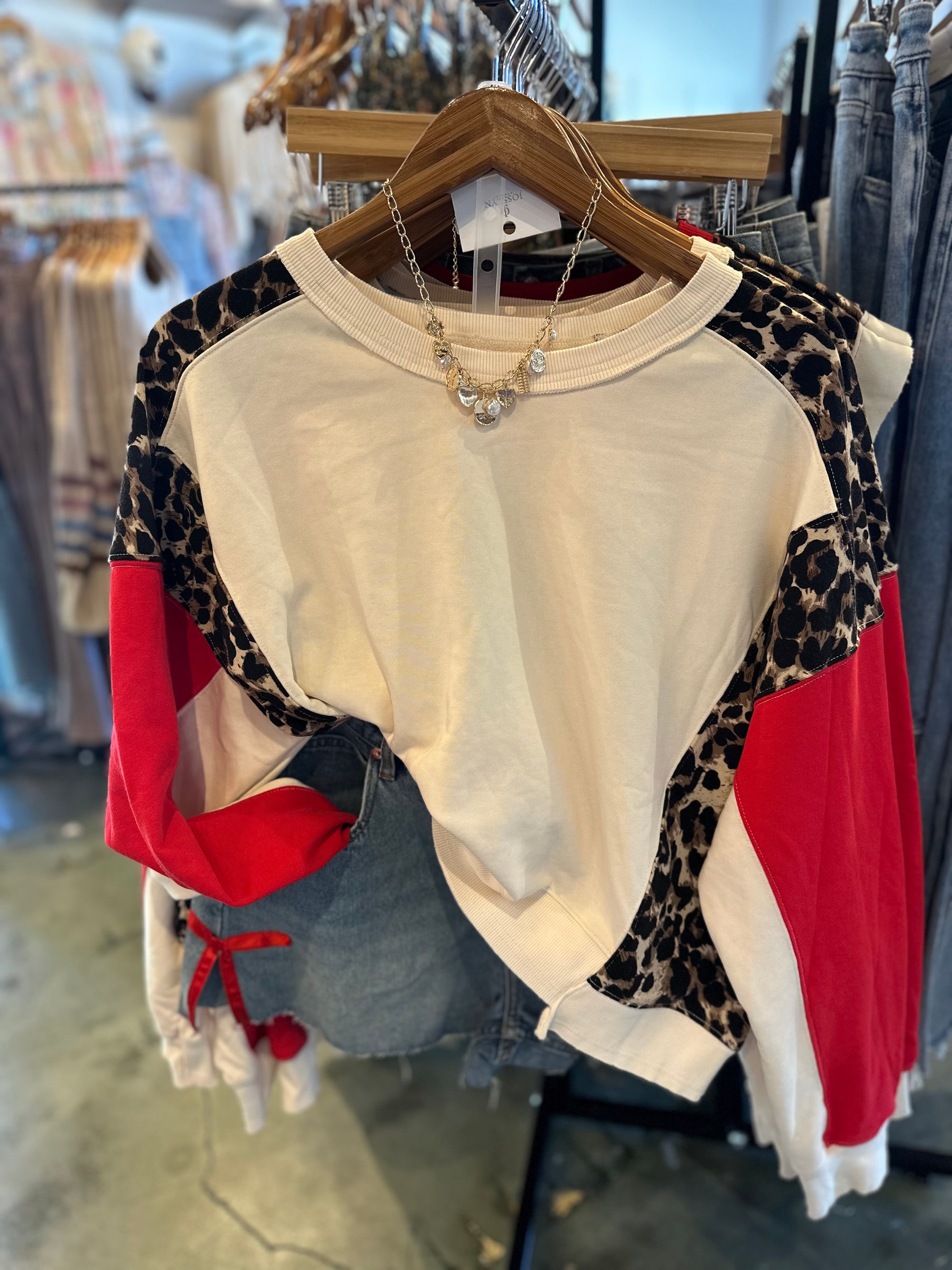 Noah Leopard Color Block Top