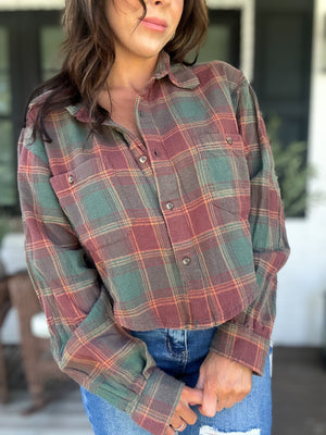 Shania Cropped Plaid Flannel