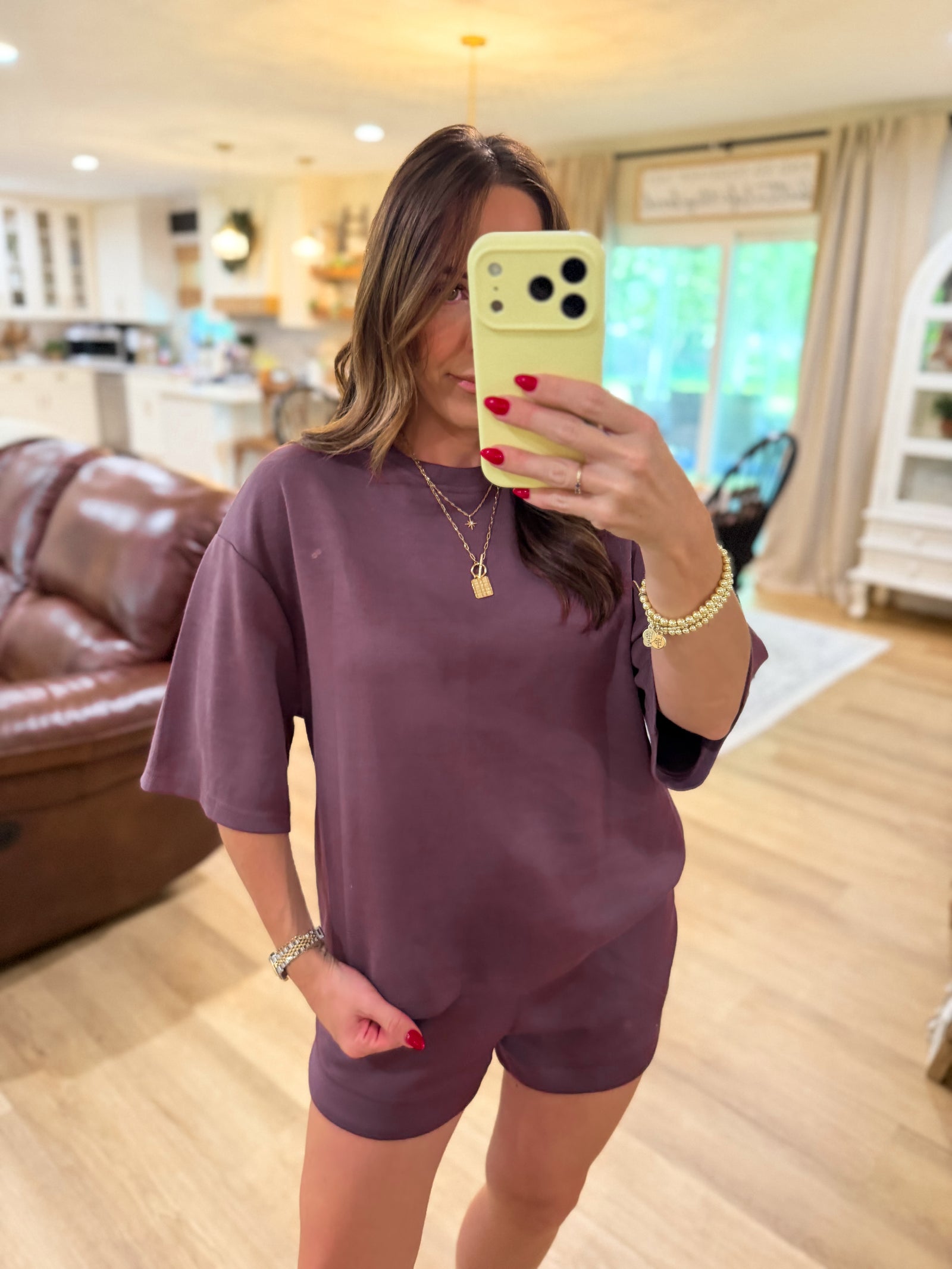 Callum Scuba Oversized Top - Plum