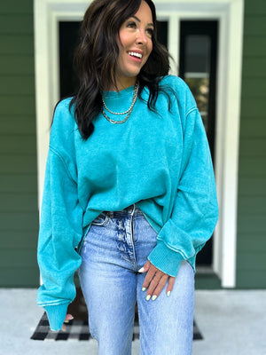 Lennon Acid Wash Oversized Fleece Pullover