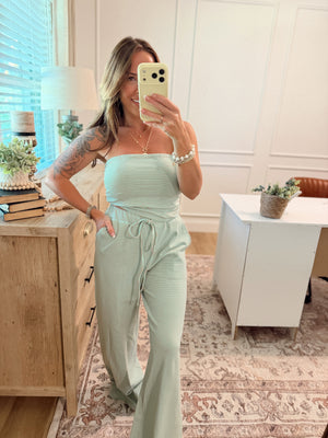 Georgina Striped Smocked Back Tube Top - Mint