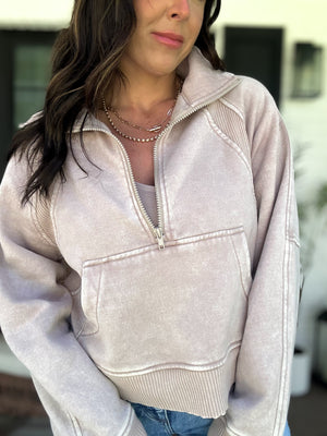 Remi Acid Washed Half Zip Fleece - TEN COLORS