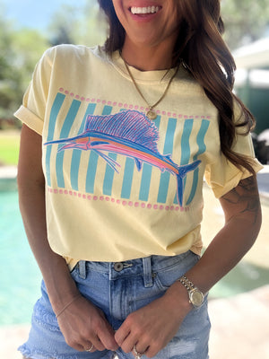 Hooked On Sunshine Marlin Comfort Colors Tee - Butter