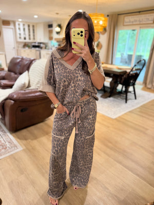 Carter Leopard Mineral Washed Wide Leg Pants
