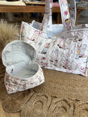 Daisy Boots Patchwork White Quilted Travel Case