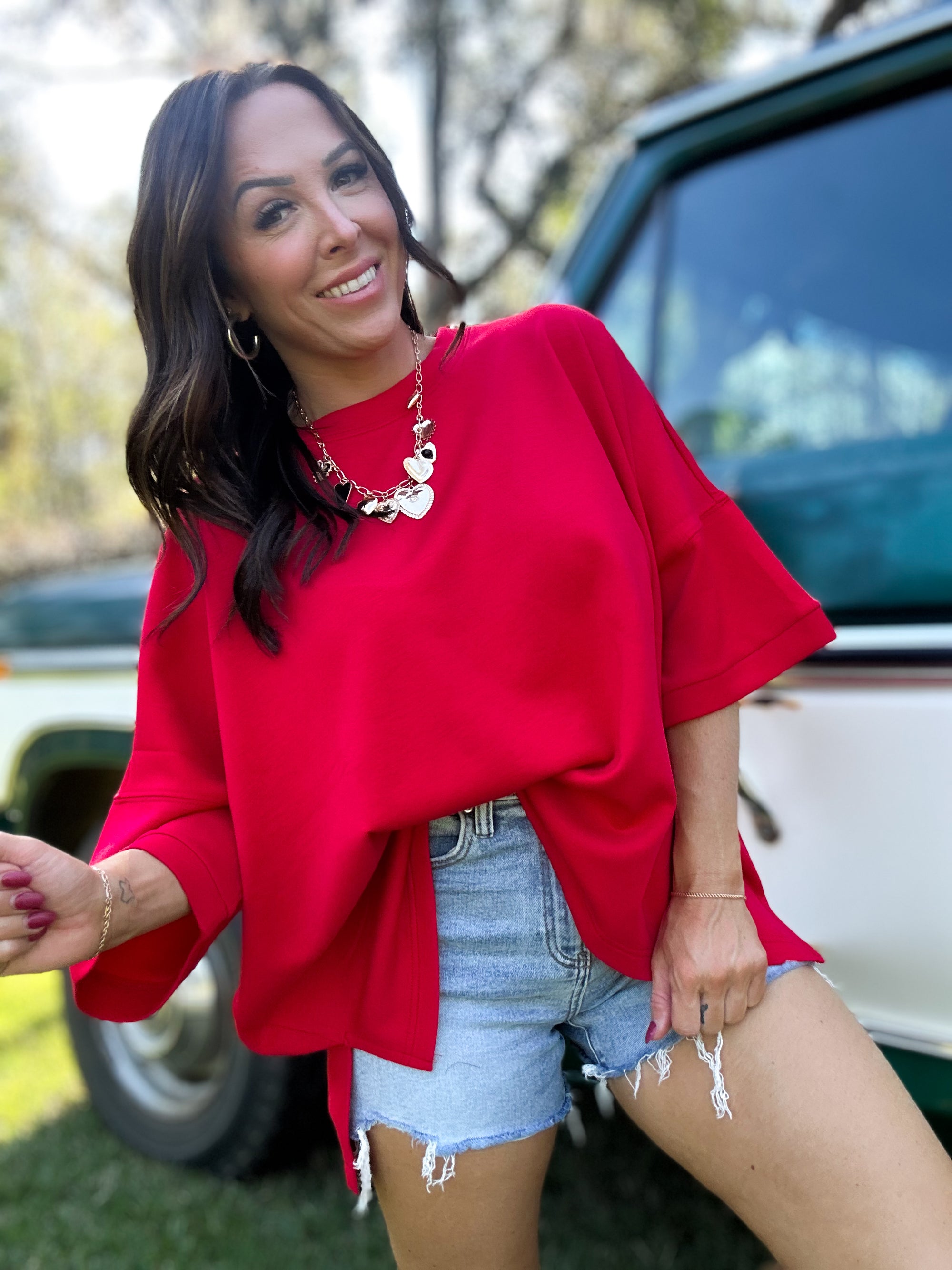 DOORBUSTER - Karli Side Slit Top - Ruby