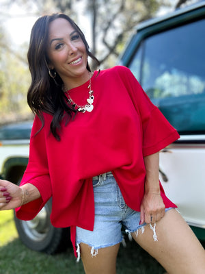 DOORBUSTER - Karli Side Slit Top - Ruby