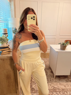 Ashlyn Contrast Piping Pants - Butter