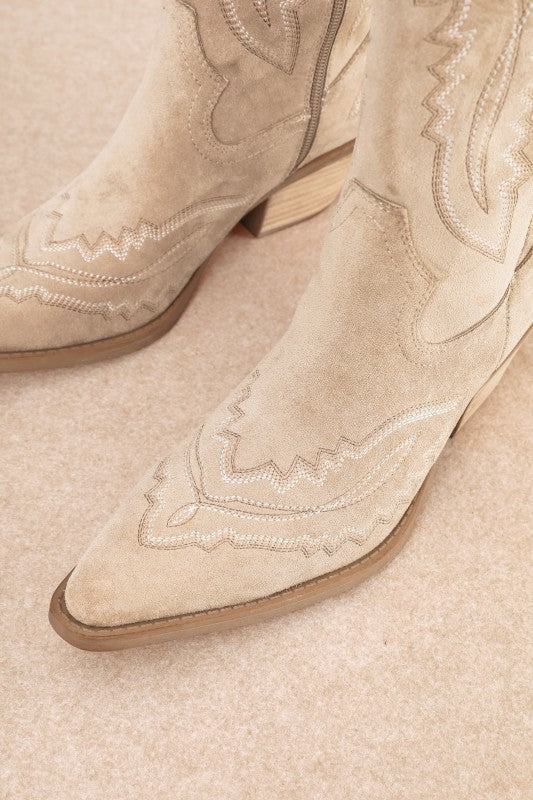 Tess Western Stitch Cowgirl Boot - Beige