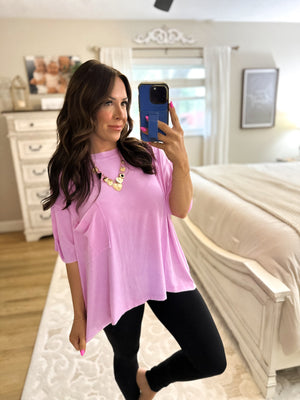 Micah Ribbed Boyfriend Fit Tee - Mauve