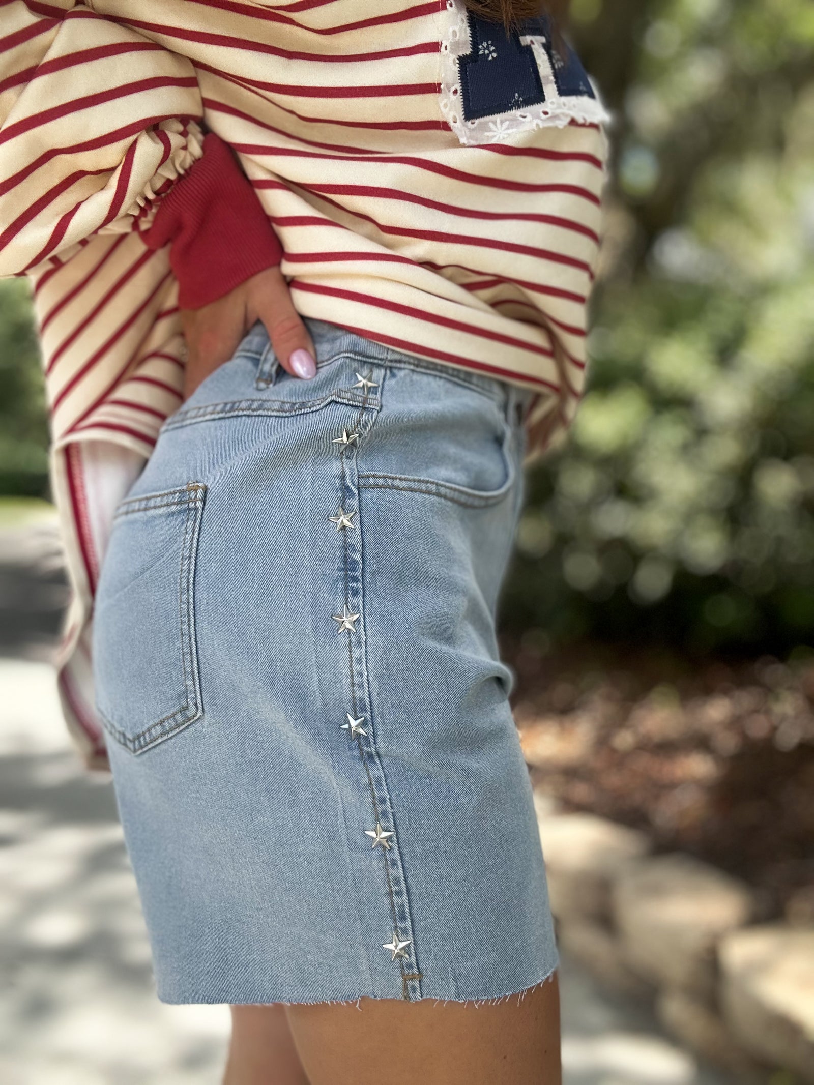 Winnie Star Studded Denim Shorts