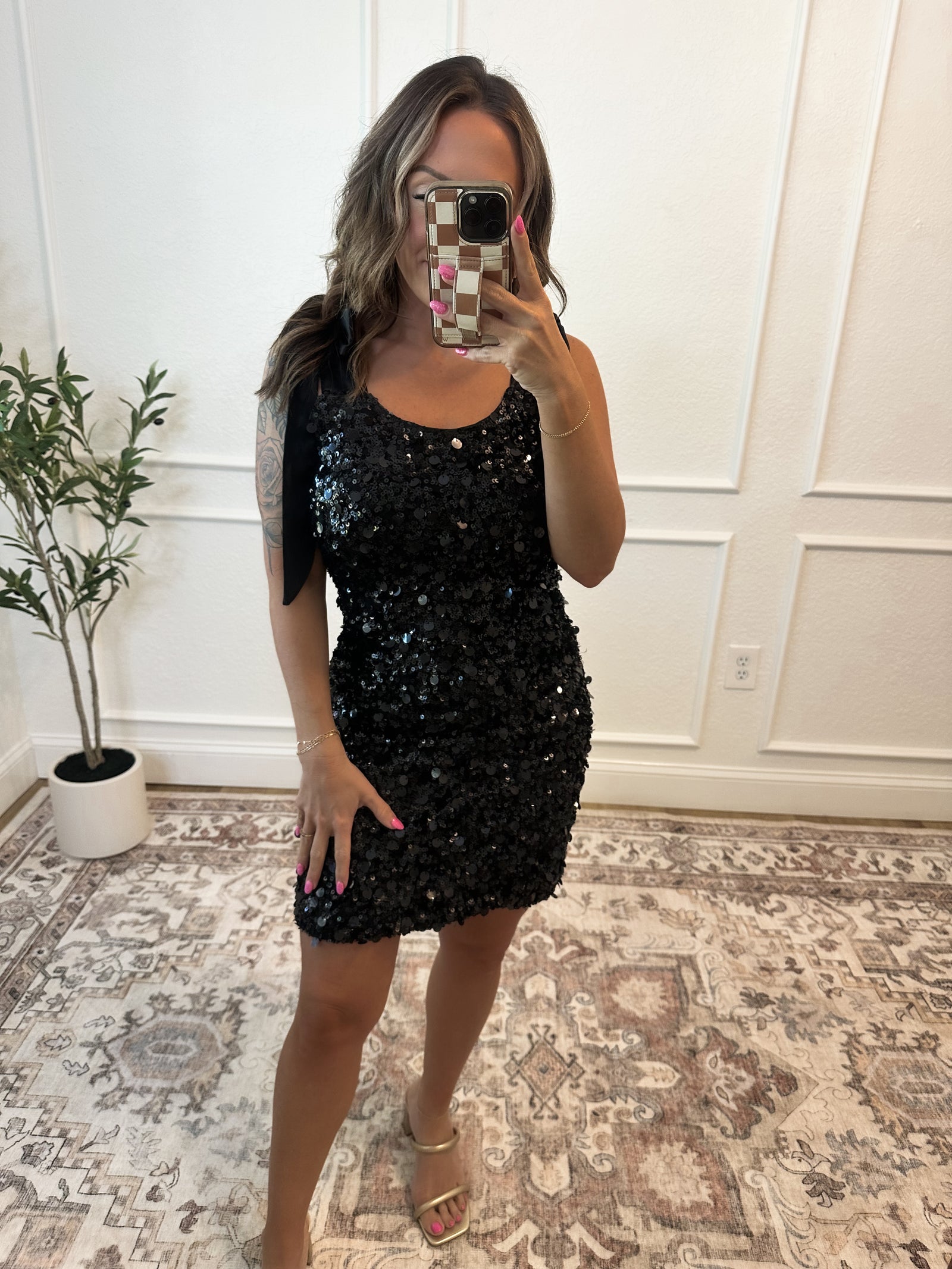 Champagne Problems Sequin Mini Dress - Black