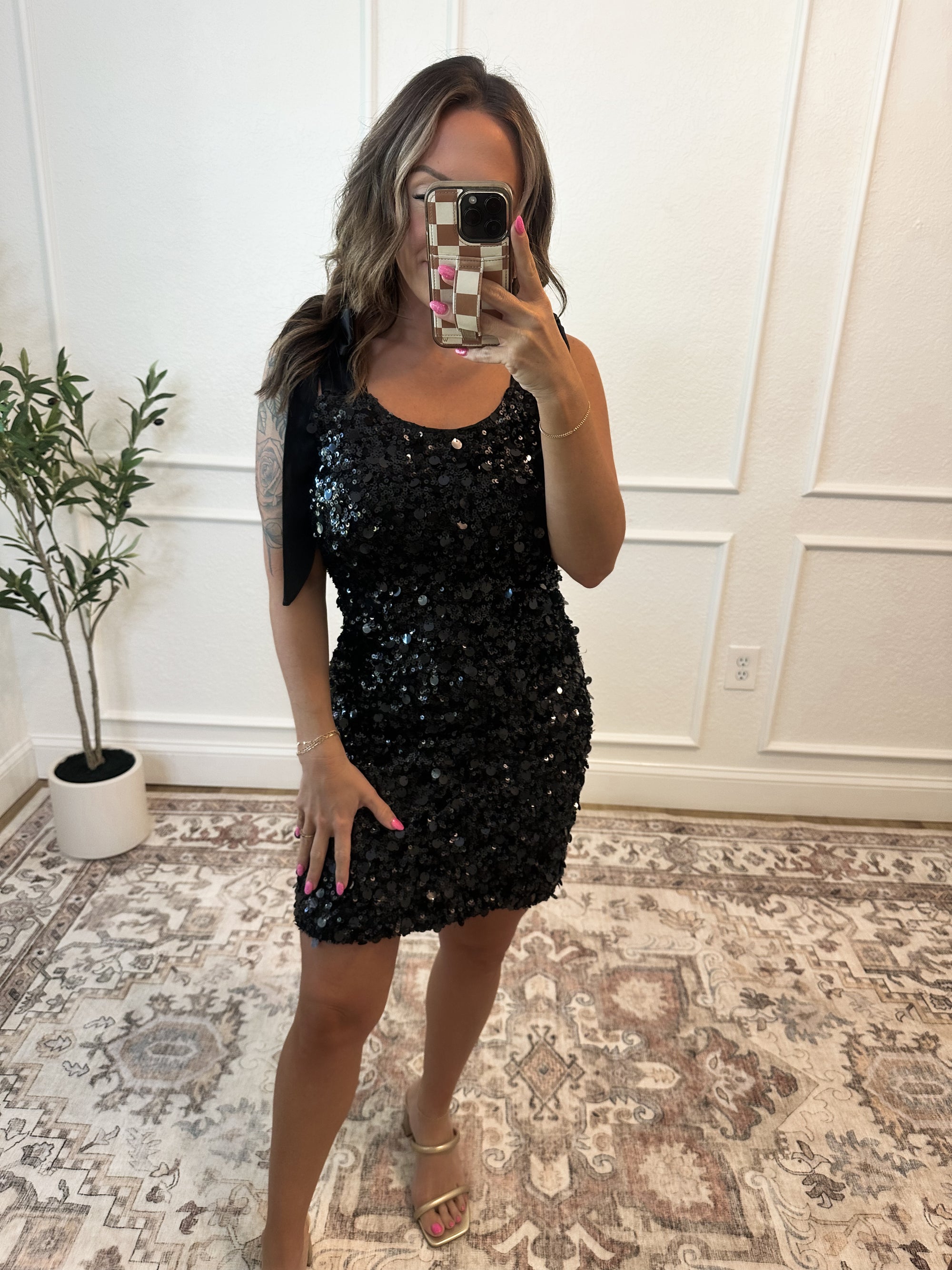 Champagne Problems Sequin Mini Dress - Black