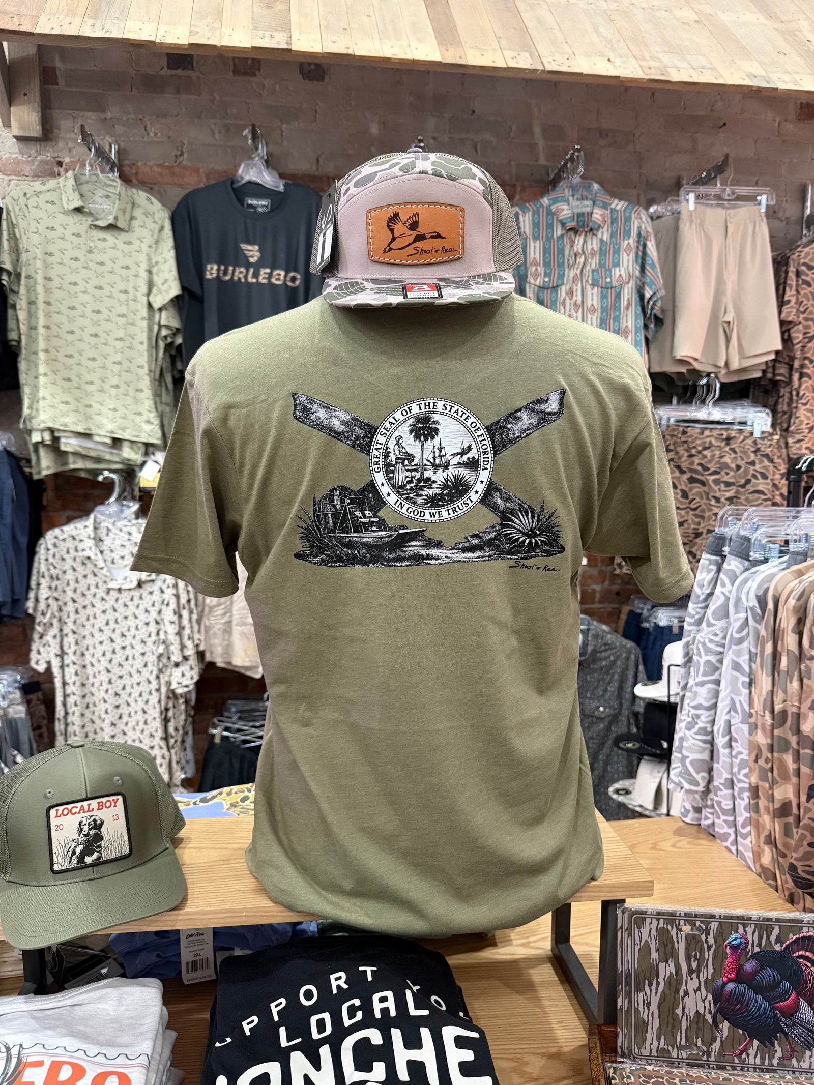 Shoot & Reel FL Flag/Airboat Tee - Olive