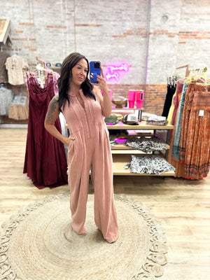 Veronica Mineral Washed Jumpsuit - Rust