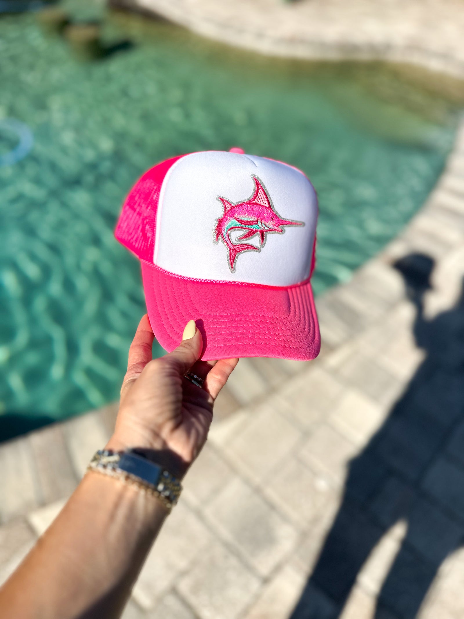 Marlin Fishing Sequin Patch Hat
