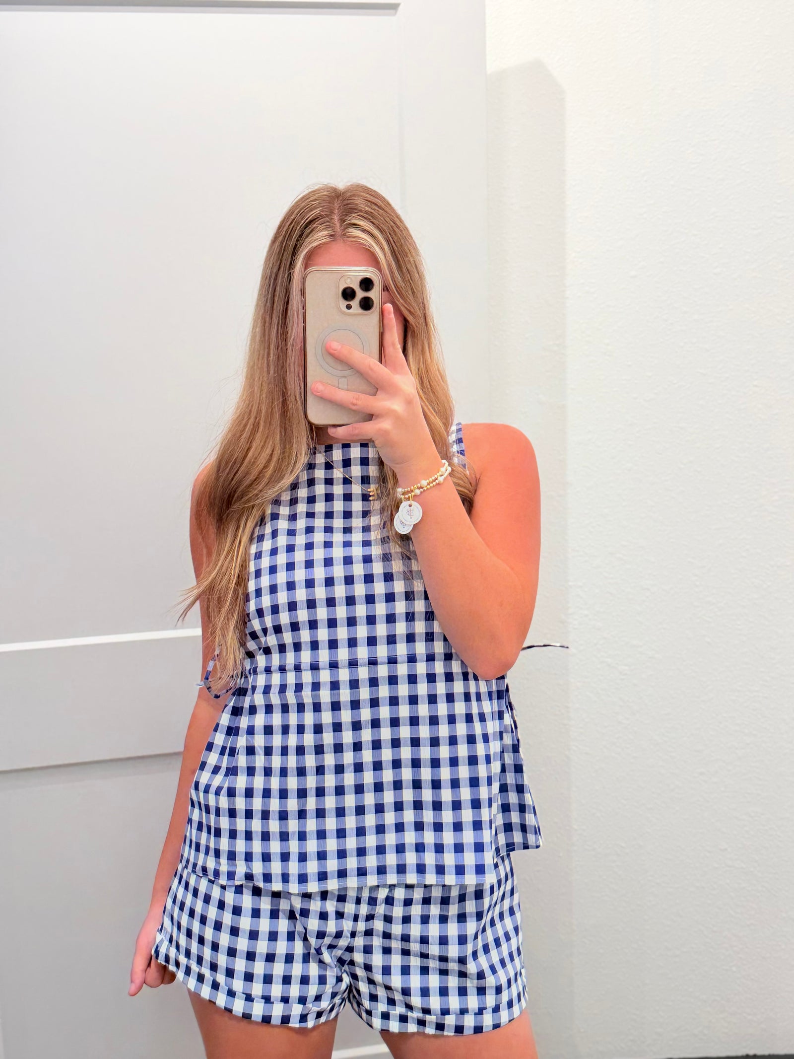 Morgan Gingham Tank Top - Royal