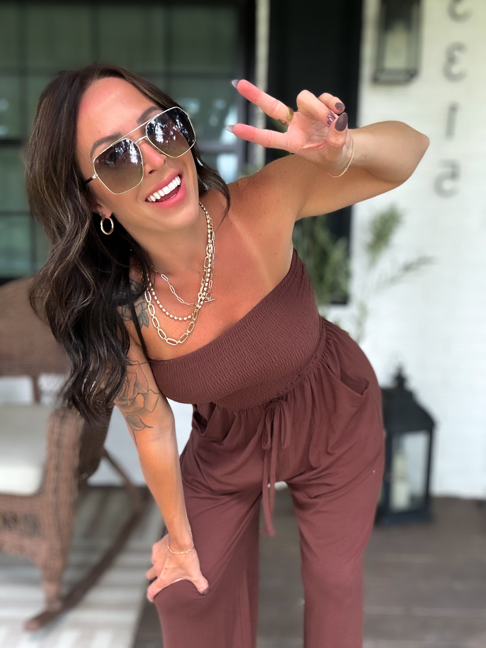 Little Too Late Smocked Jumpsuit - Espresso