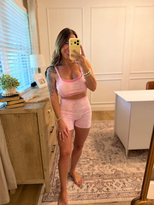 Camo Print Double Layered Sports Bra - Pink