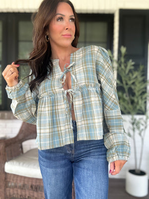 Phoebe Checkered Blouse - Denim
