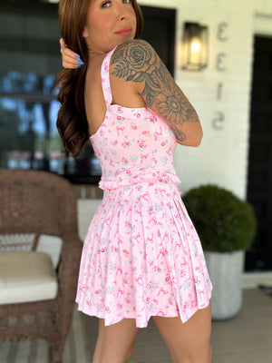 Chessie Pastel Floral Bow Romper Dress