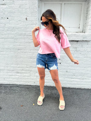 Vacay Vibes Cropped Tee - Blush