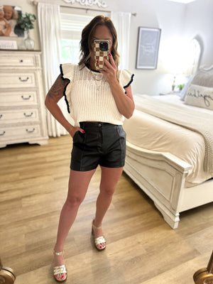 Have To Let You Go Washed Leather Shorts - Black