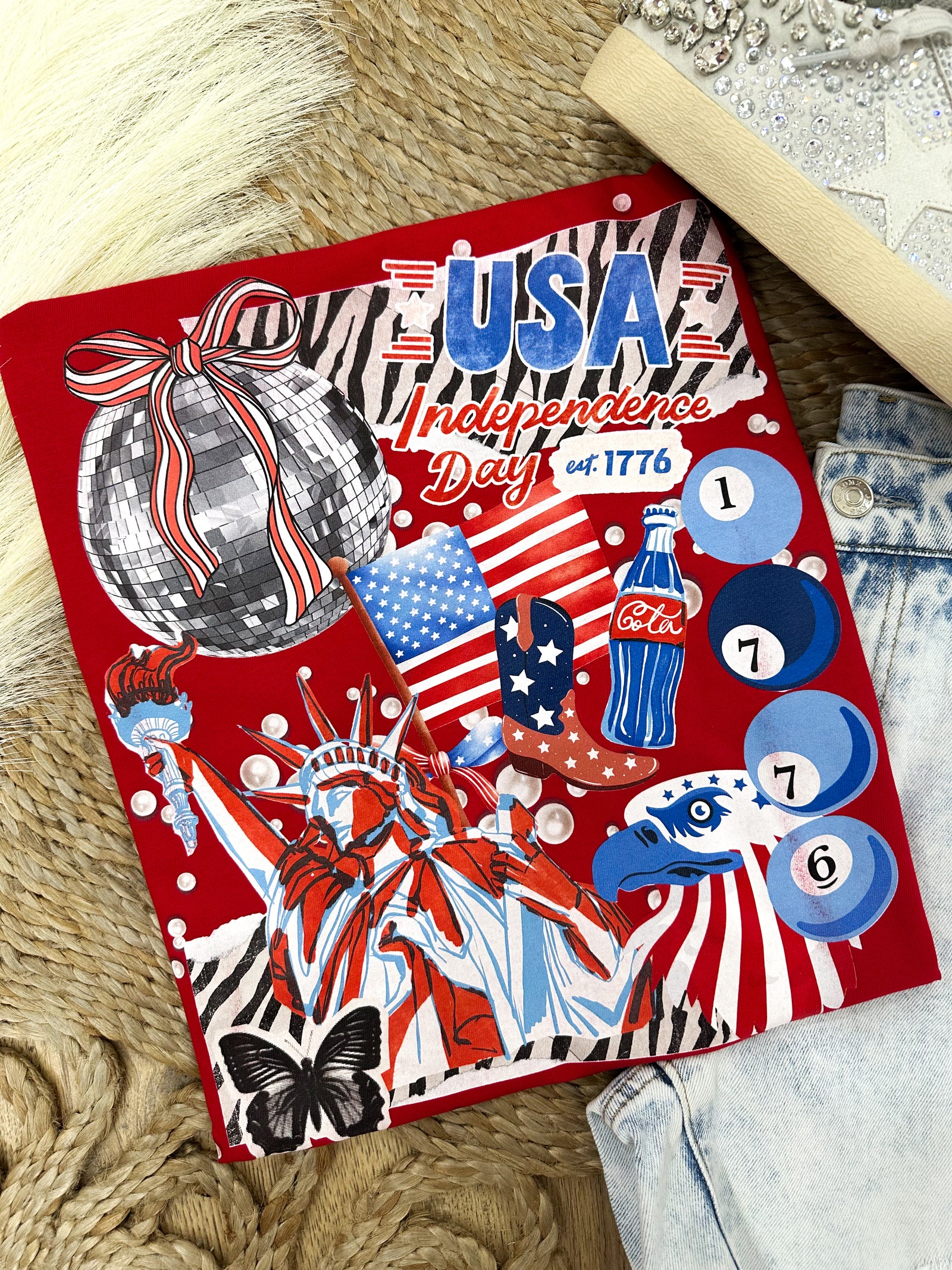 Independence Day Collage Comfort Colors Tee - Red