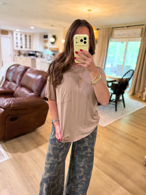 Crosby Boyfriend Pocket Tee - Taupe