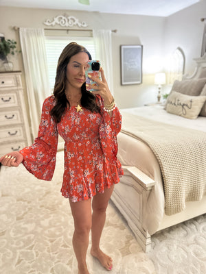 Harlow Smocked Crochet Floral Romper