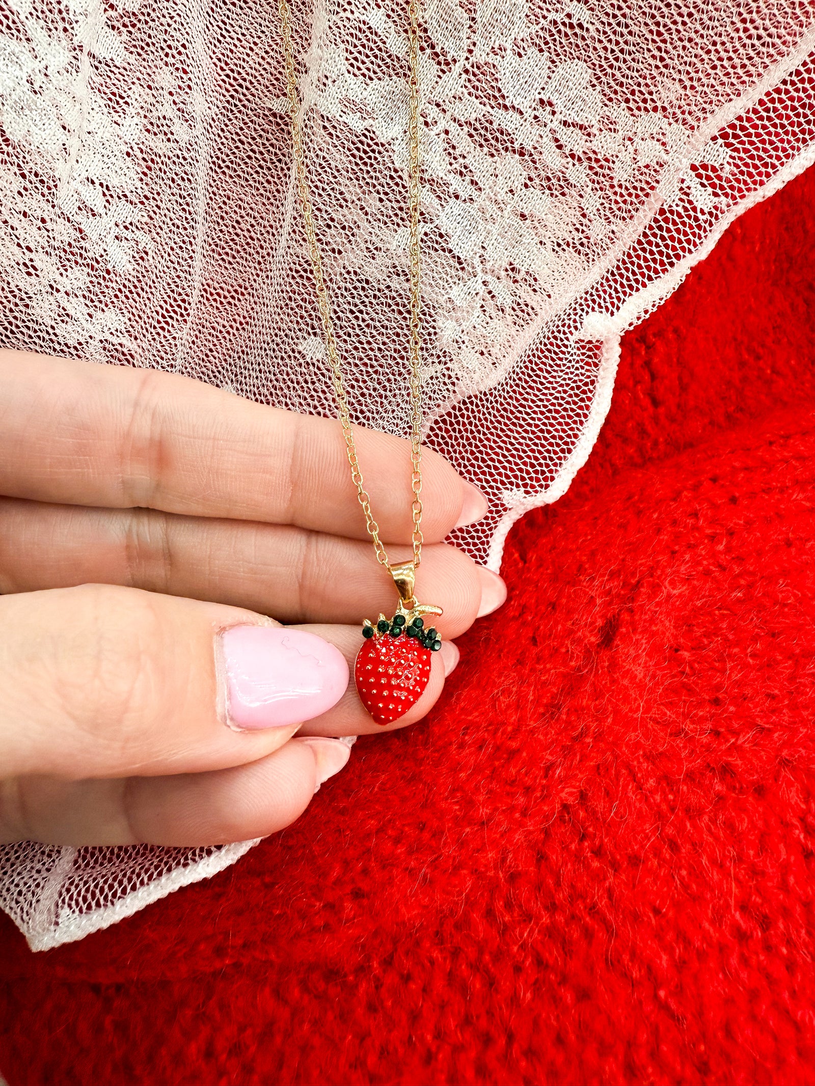 Raised On Strawberries Necklace