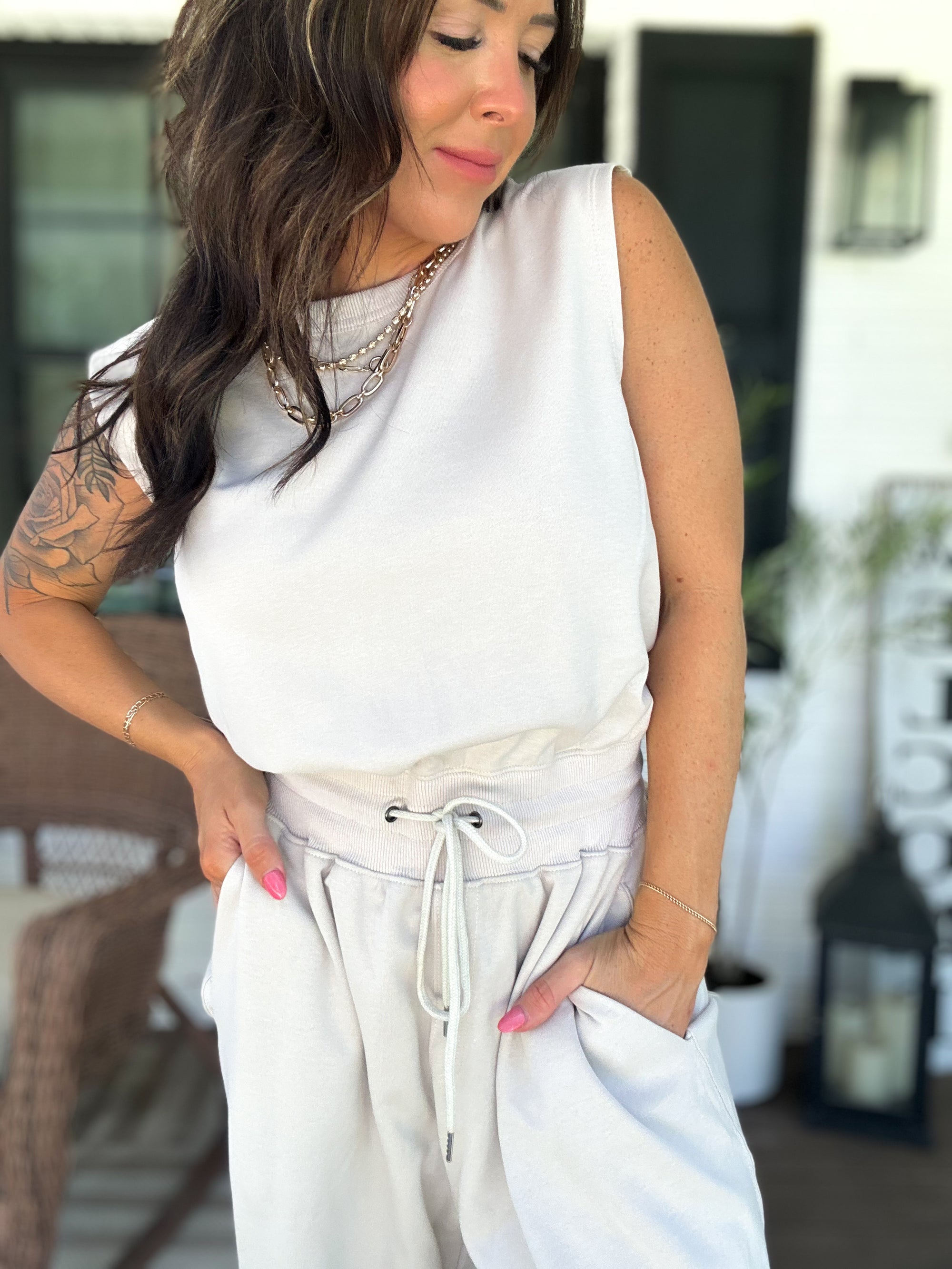 Scottie Sleeveless Active Jumpsuit - Ivory