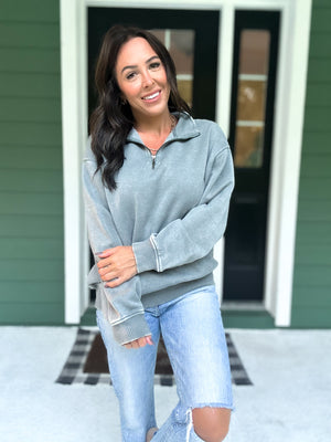 Hollis Acid Wash Fleece Half Zip Pullover