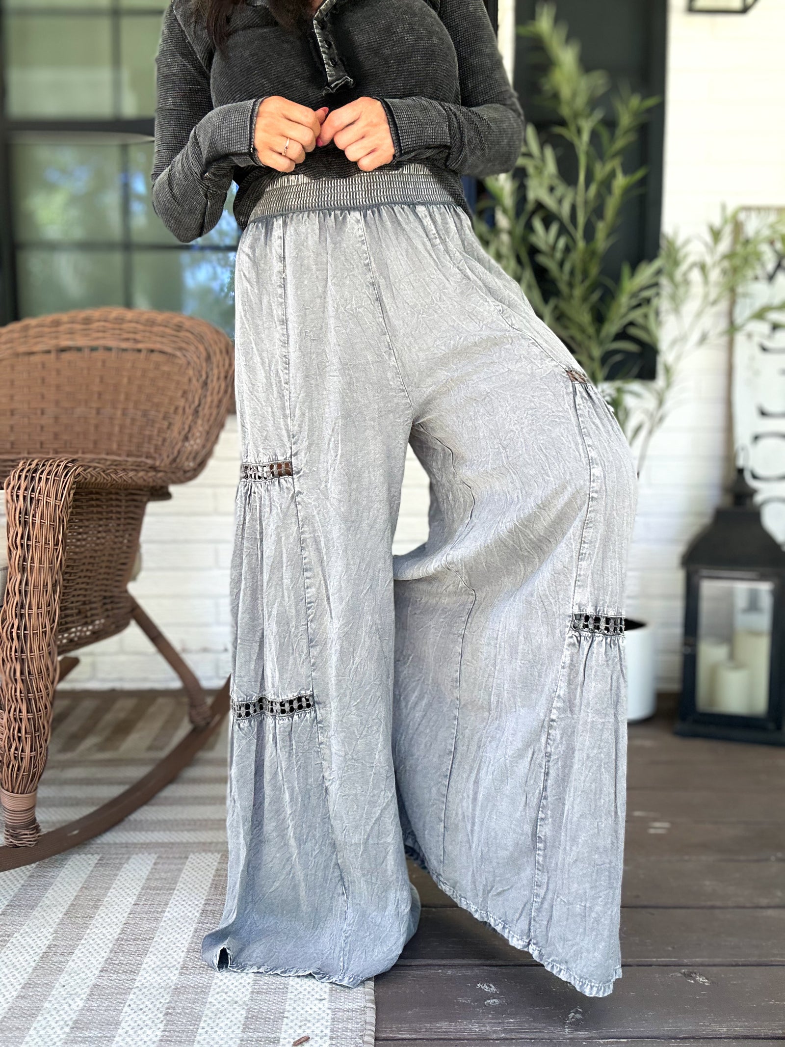 Ella Lace Trim Flowy Pants