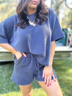 DOORBUSTER - Ali Ribbed Tee - Navy