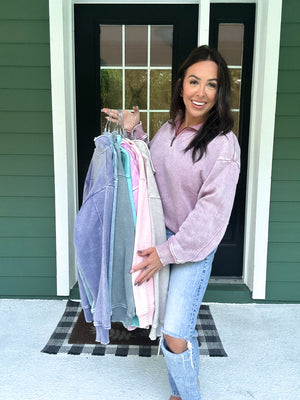 Hollis Acid Wash Fleece Half Zip Pullover