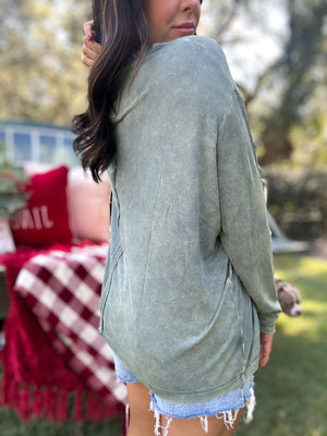 DOORBUSTER - Remi Ribbed Dolman Top - Ash Jade